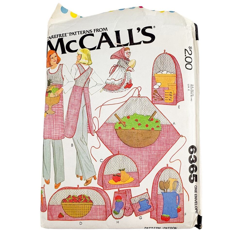 McCall's 6365 Sewing Pattern VTG 1978 Kitchen Witch Apron Mitt Decor UNCUT 70s